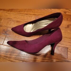 Wine suede 3" heels. New